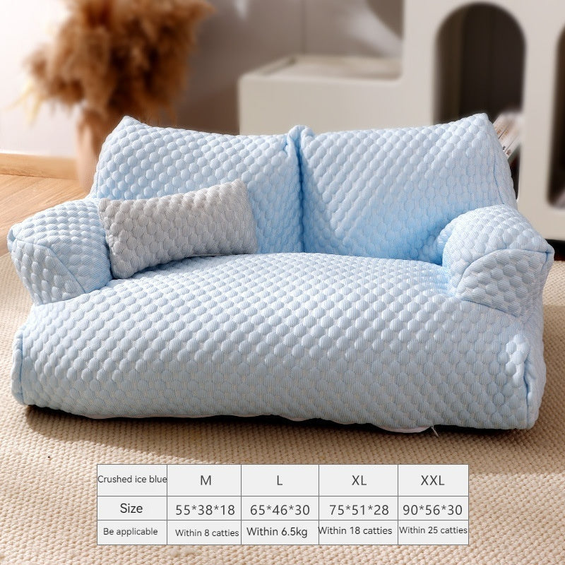 canape chien soie bleu