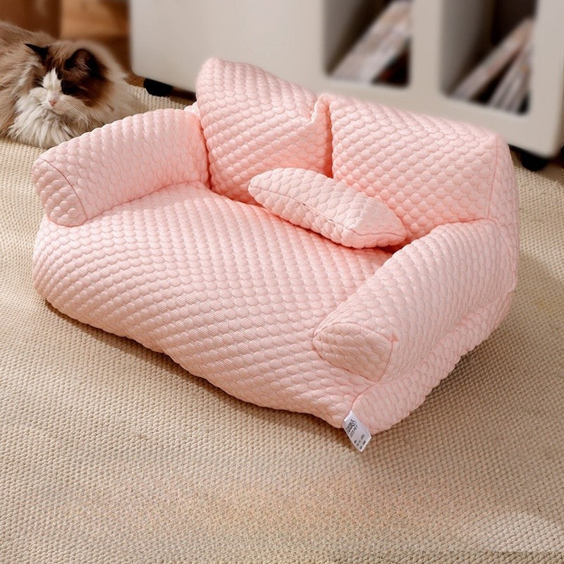 canape chien soie rose