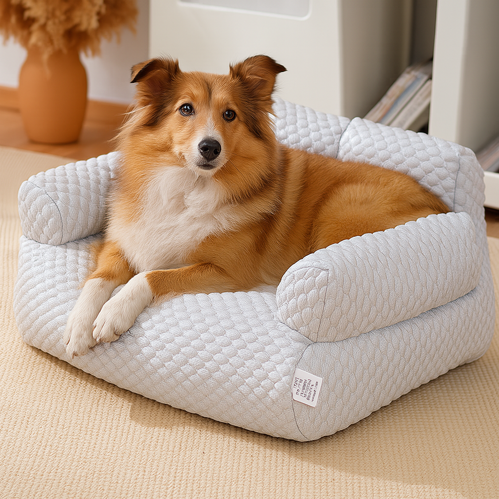 canape chien soie violet