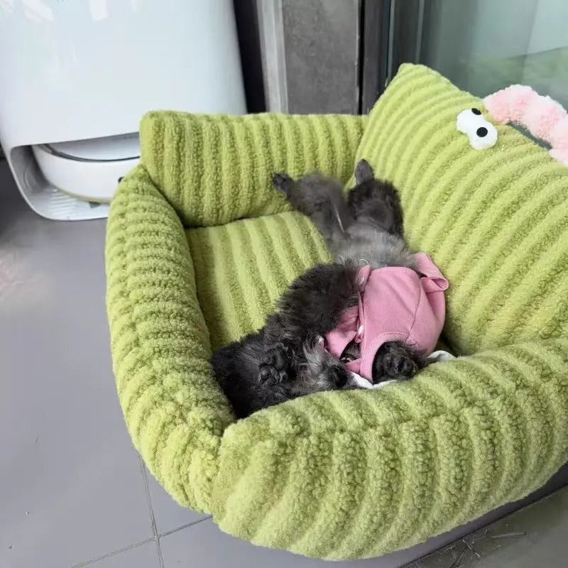 canape pour chien vert rose