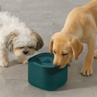 Fontaine a eau Chien verte avec 2 chiens