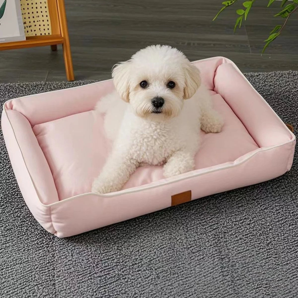 panier chien pastel rose