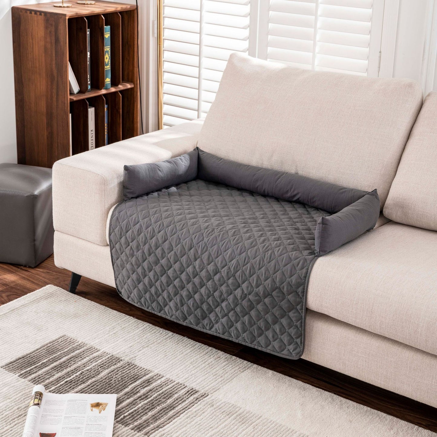 tapis pour chien protege canape gris