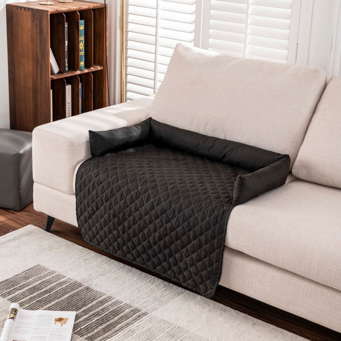 tapis pour chien protege canape noir