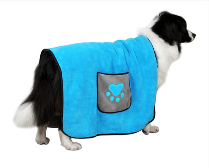 cadeau pour chien drap de bain bleu
