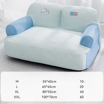 canape chien bleu taille