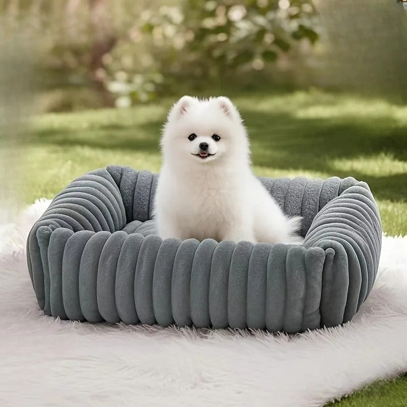 Canapé chien orthopédique chien pommérannier blanc