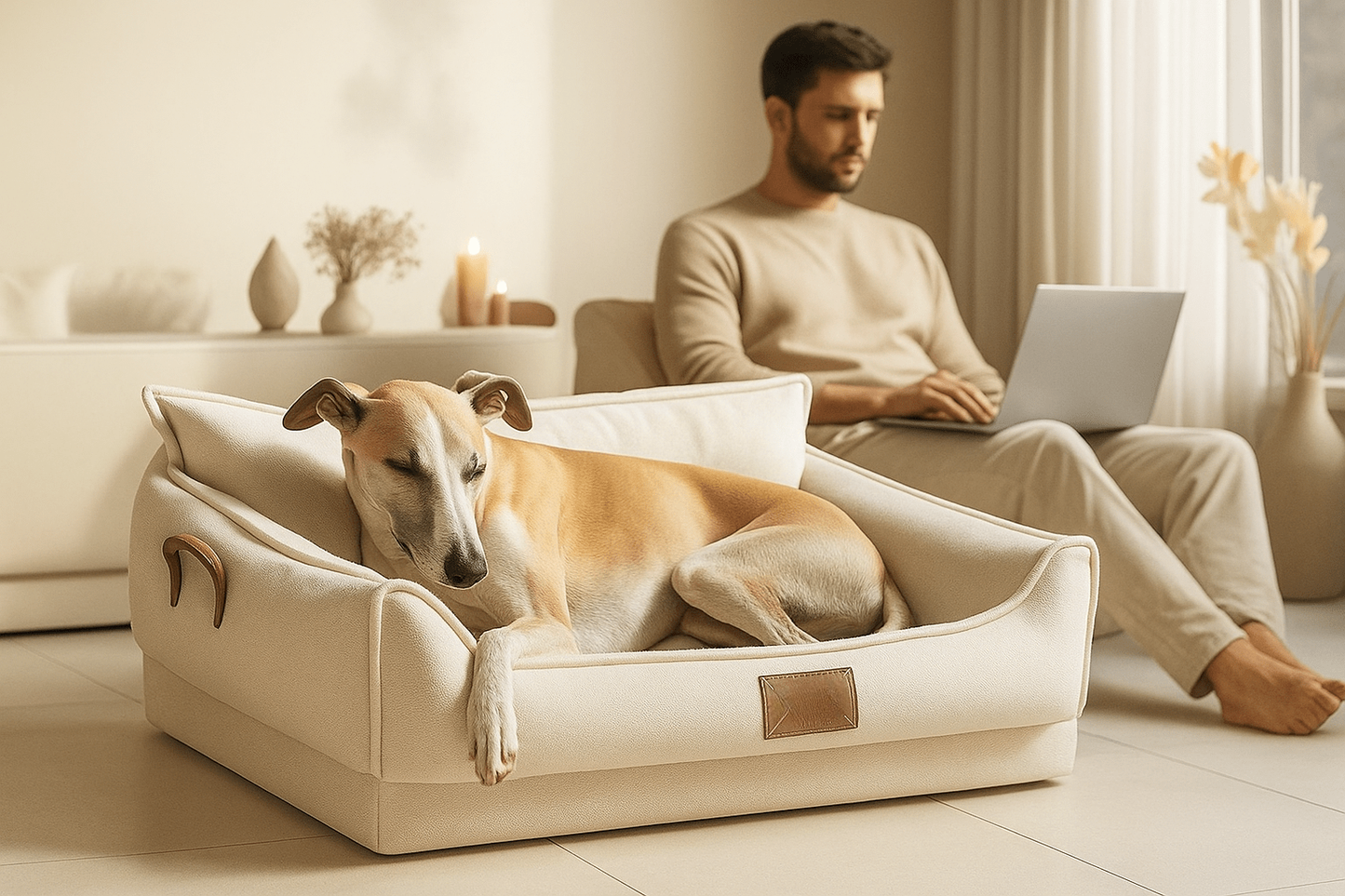 Chien reposant dans un panier chaud et cocooning à l’intérieur