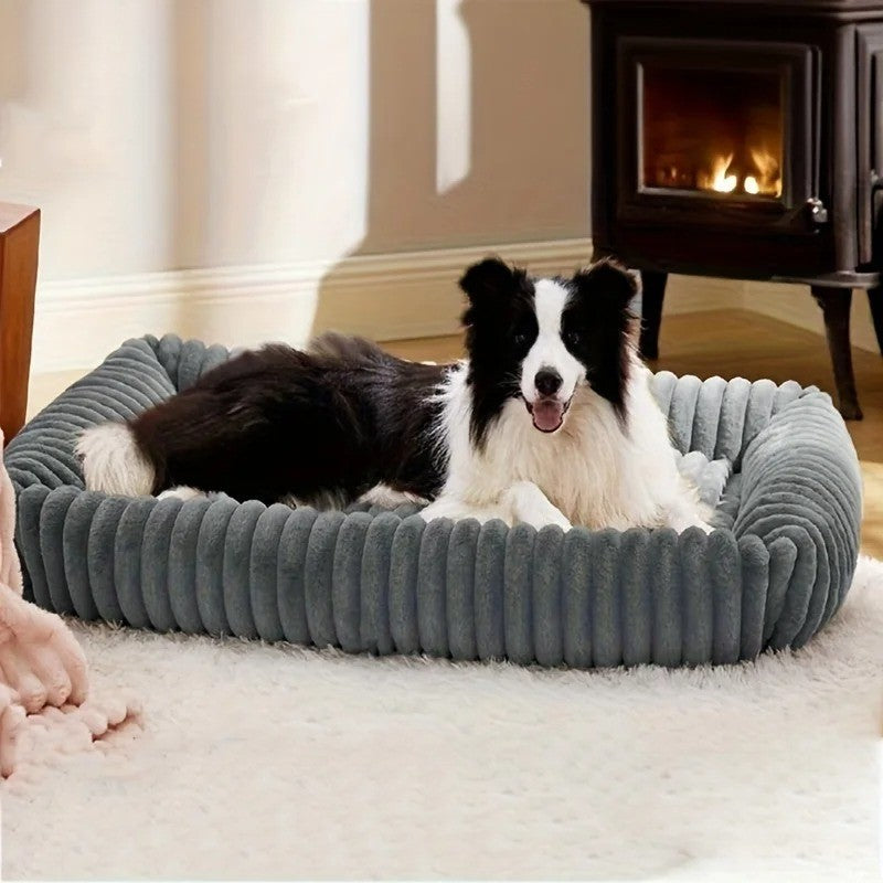 Canapé pour chien au chaud près du foyer