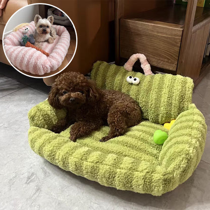 canape pour chien vert poignee rose