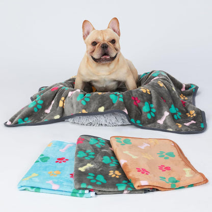Couverture pour chien  avec bouledog multi couleurs