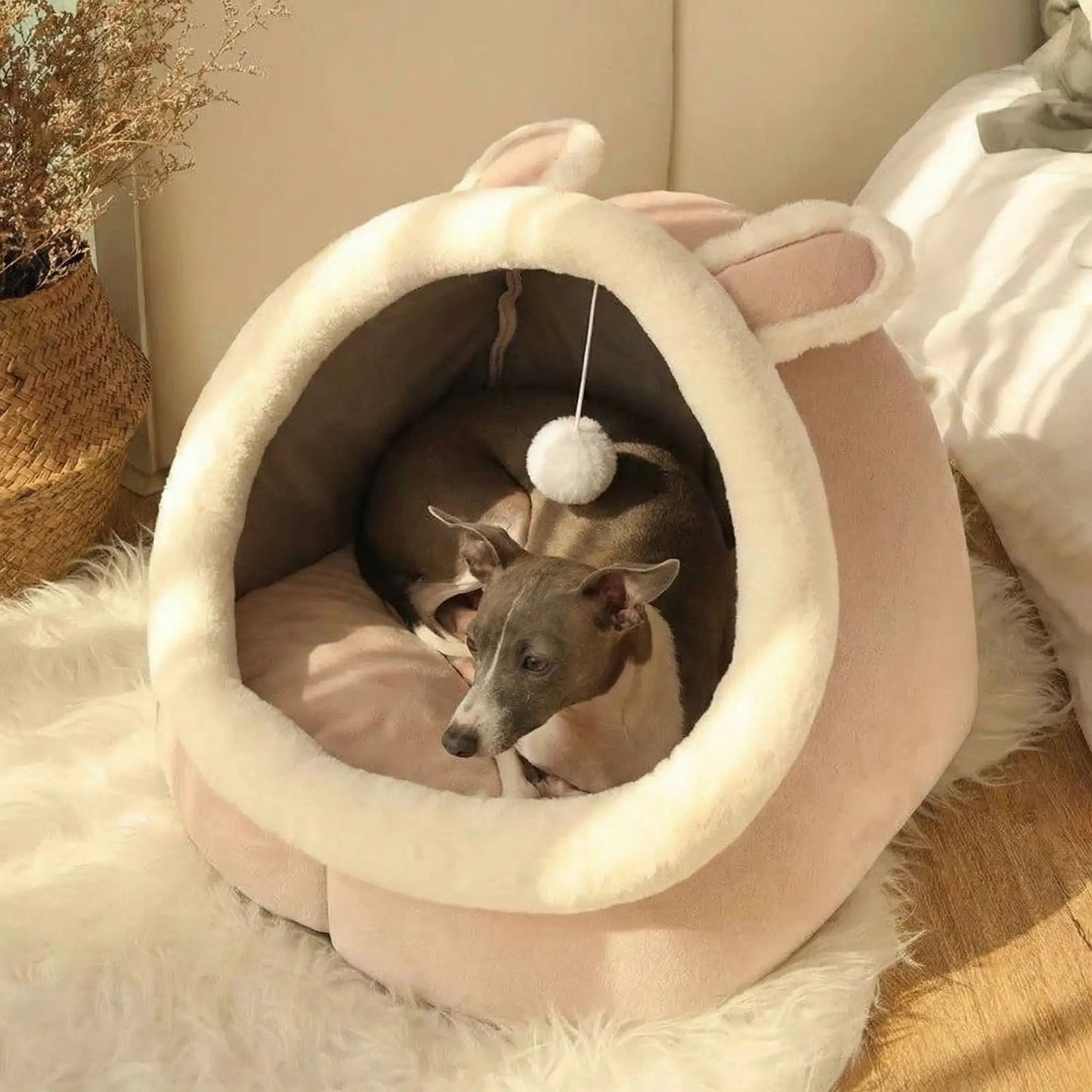 Niche lit  pour chien rose petit lévrié italien