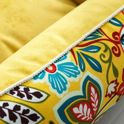 Détail tissu velours doux et coutures renforcées du panier pour chien Doggyluxe