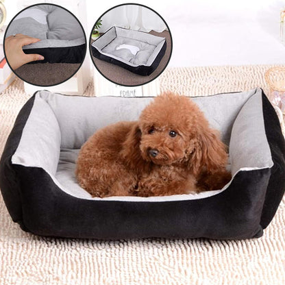 Panier pour chien DoggyBone gris et noir avec coussin moelleux