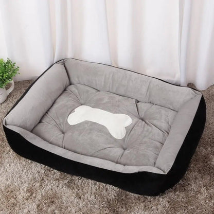 Panier pour chien DoggyBone gris et noir avec coussin moelleux