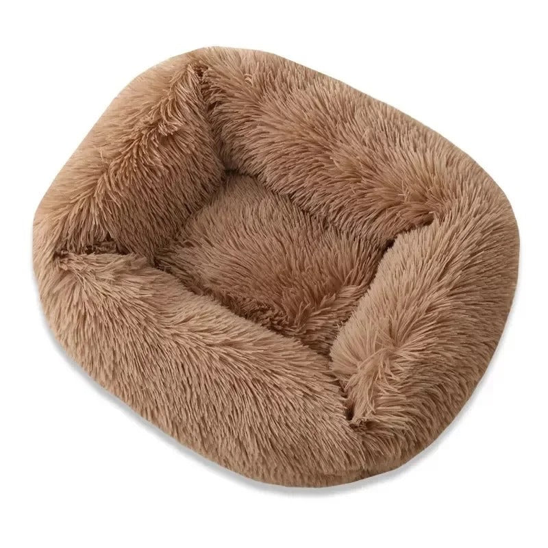 Panier pour chien peluche marron