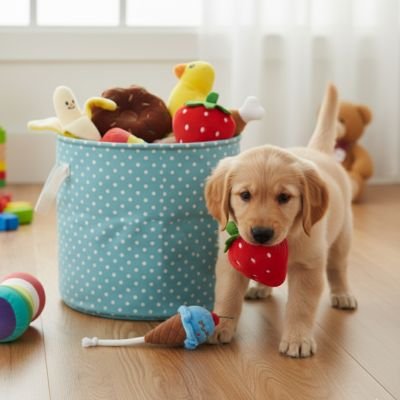 Peluche Chien sac bleu