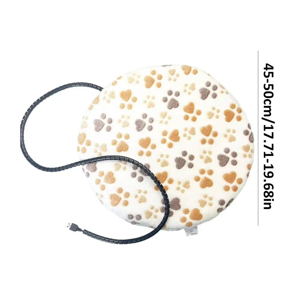 tapis chauffant circulaire blanc avec coeurs