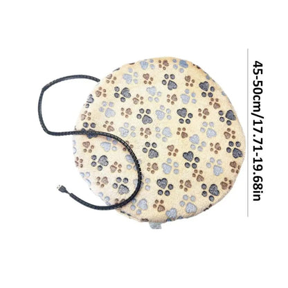tapis chauffant circulaire crème avec empreintes chien