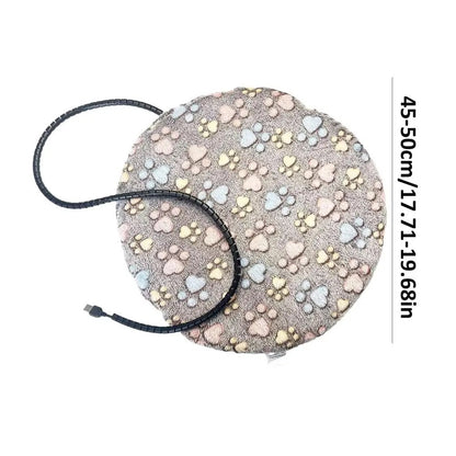 tapis chauffant circulaire gris avec coeurs 