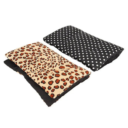 Tapis chauffant tissus à pois et léopard sur fond blanc TechnoUSB™️