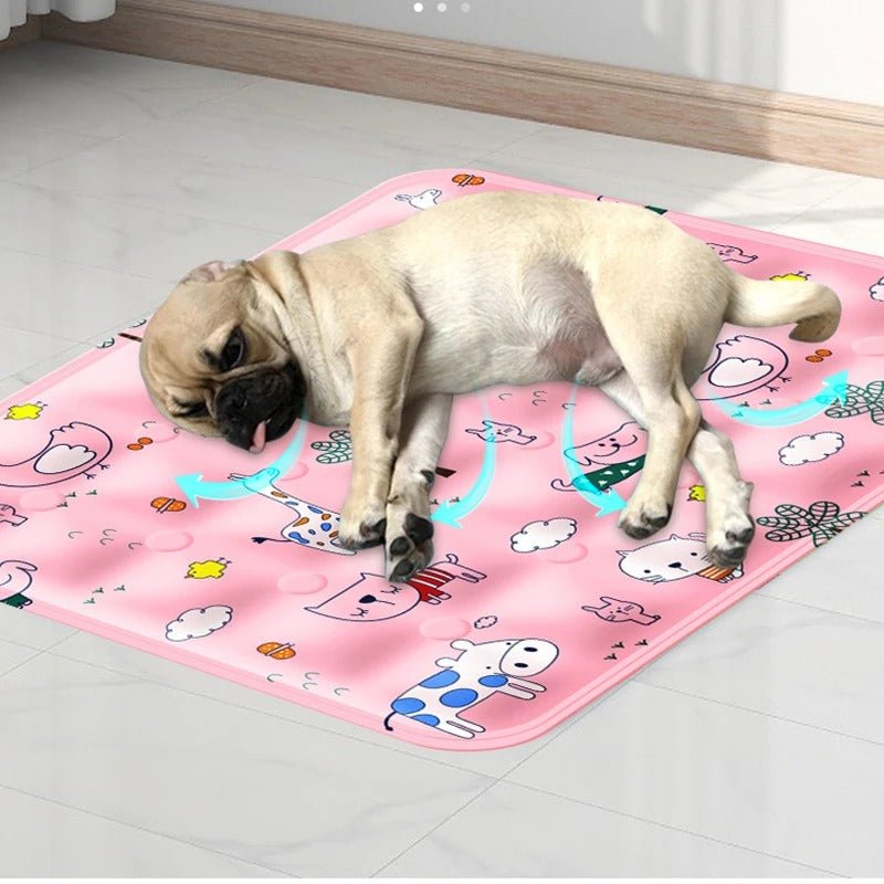 Tapis rafraichissant pour chien avec chien Pug tapis rose 