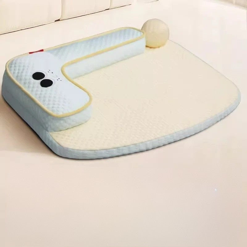 Tapis pour chien coton bleu frais sur un divan